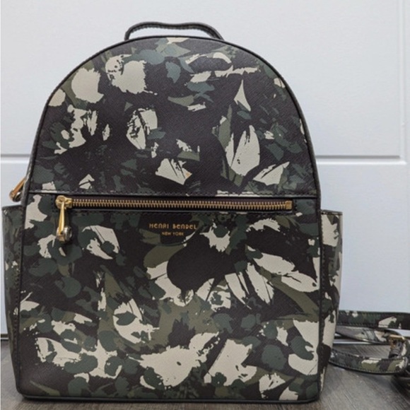 Henri Bendel Green and Black Patterned Backpack - Picture 4 of 7